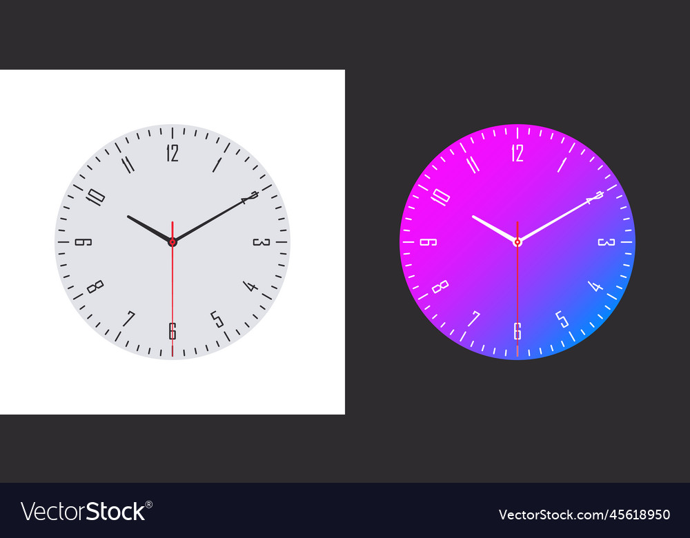 Clock faces watch modern dial Royalty Free Vector Image