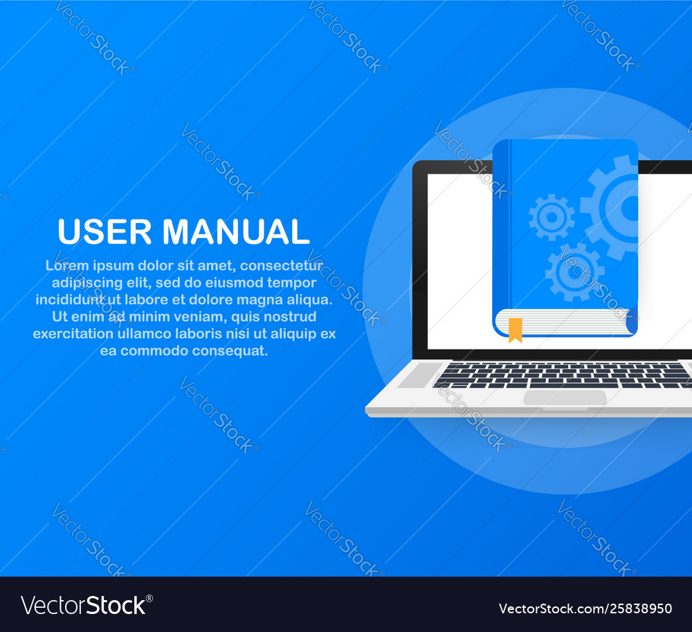 Concept user manual book for web page banner