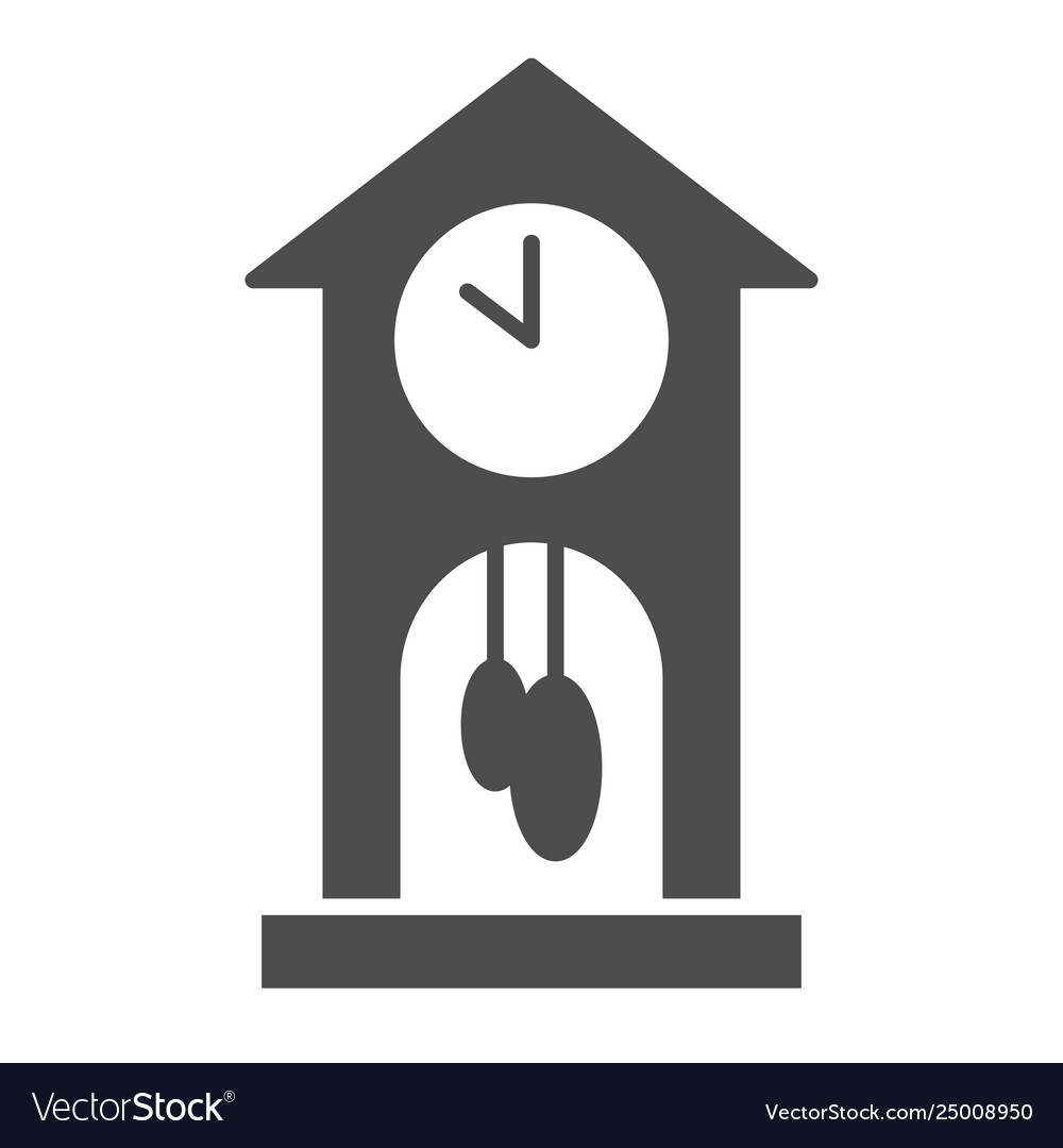 Cuckoo-clock solid icon time vector image Cuckoo-clock solid icon time
