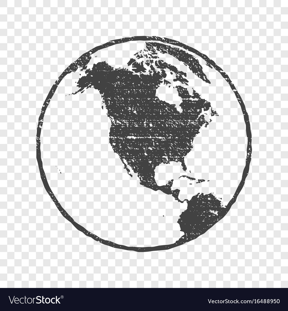 Grunge texture gray world map globe transparent Vector Image