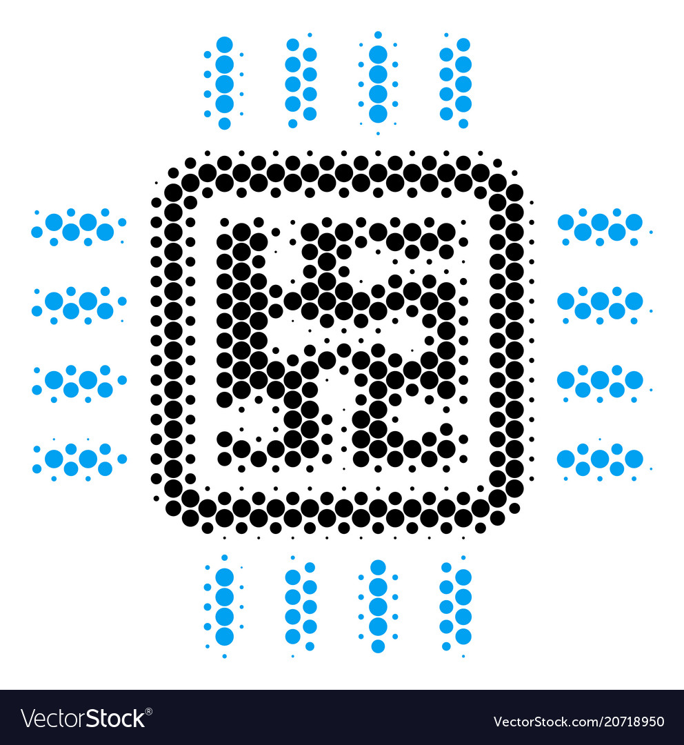 Halftone dot cpu circuit icon