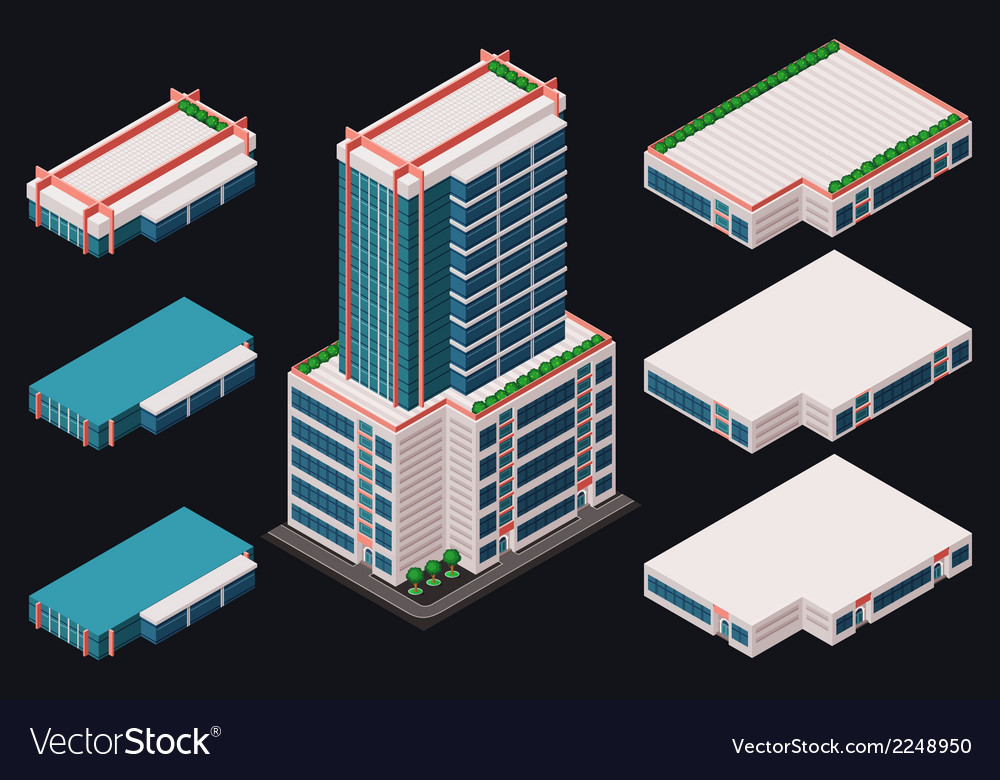 Isometric modern building