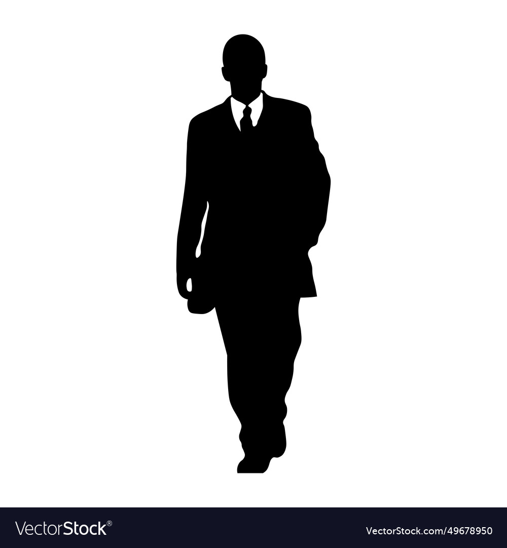 Man in suit black silhouette on white background vector image Man in suit black silhouette on white background