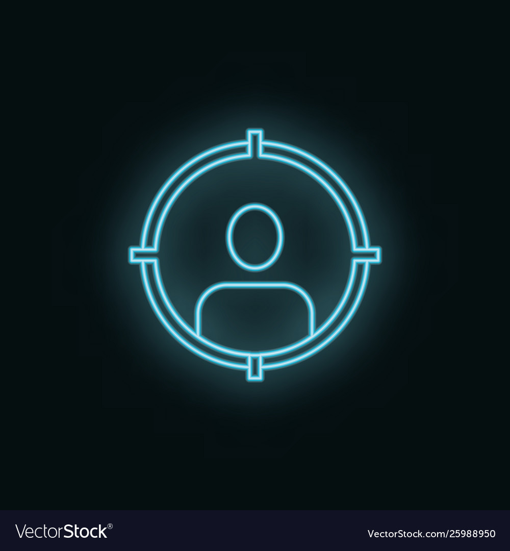 Man target neon icon web development element vector image Man target neon icon web development element