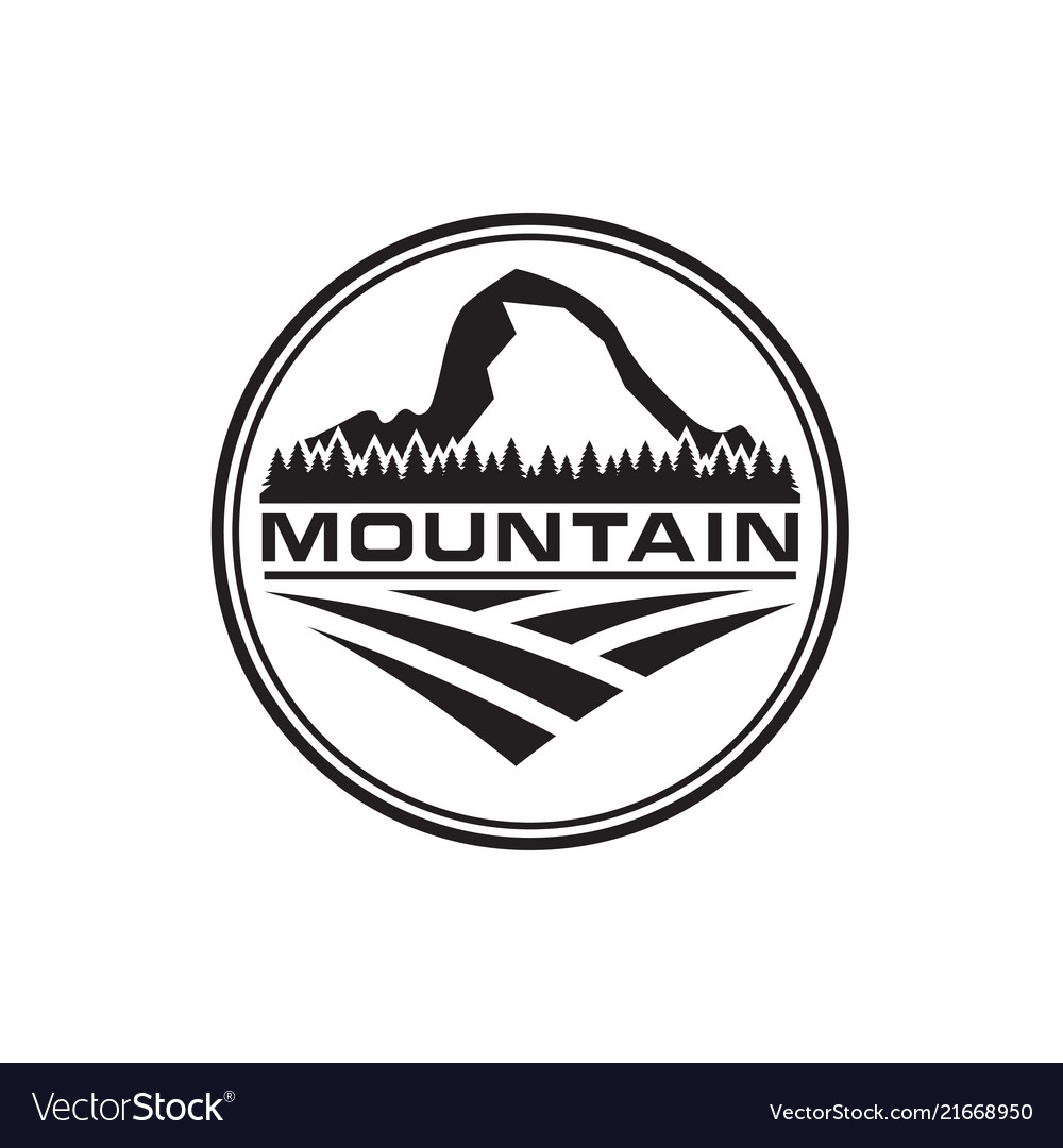 Mountain trees and field logo design template Vector Image