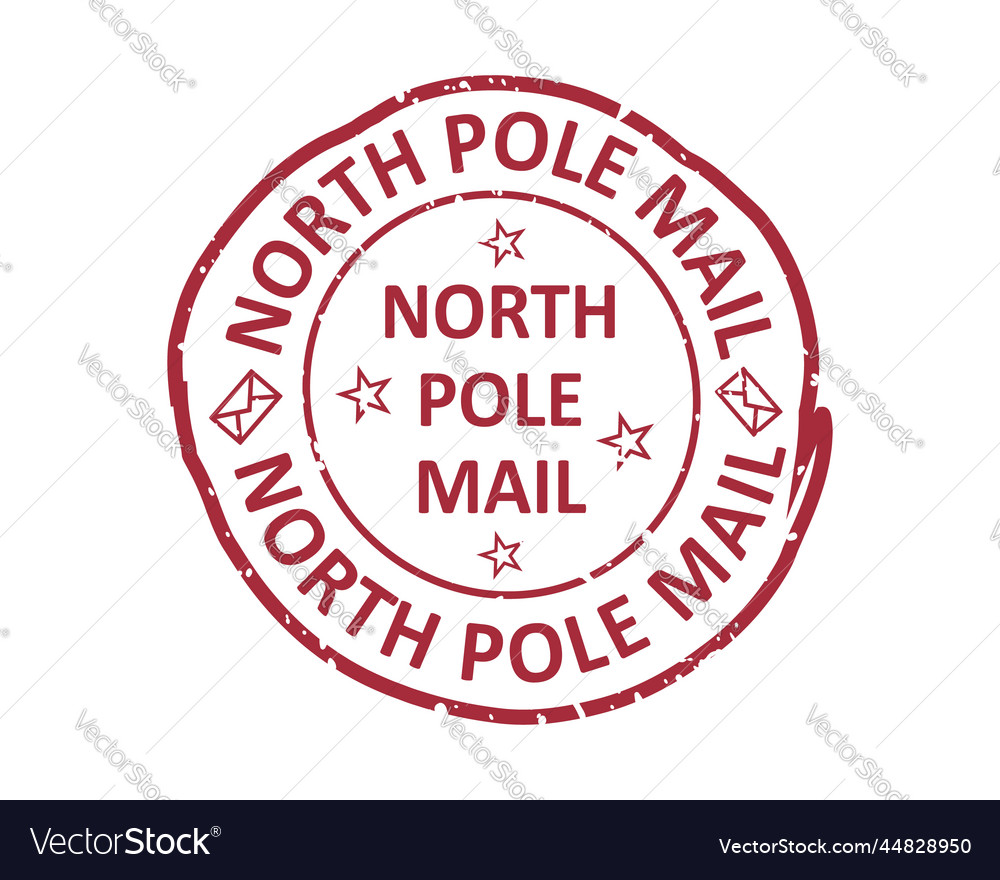 North pole mail grunge rubber stamp design Vector Image