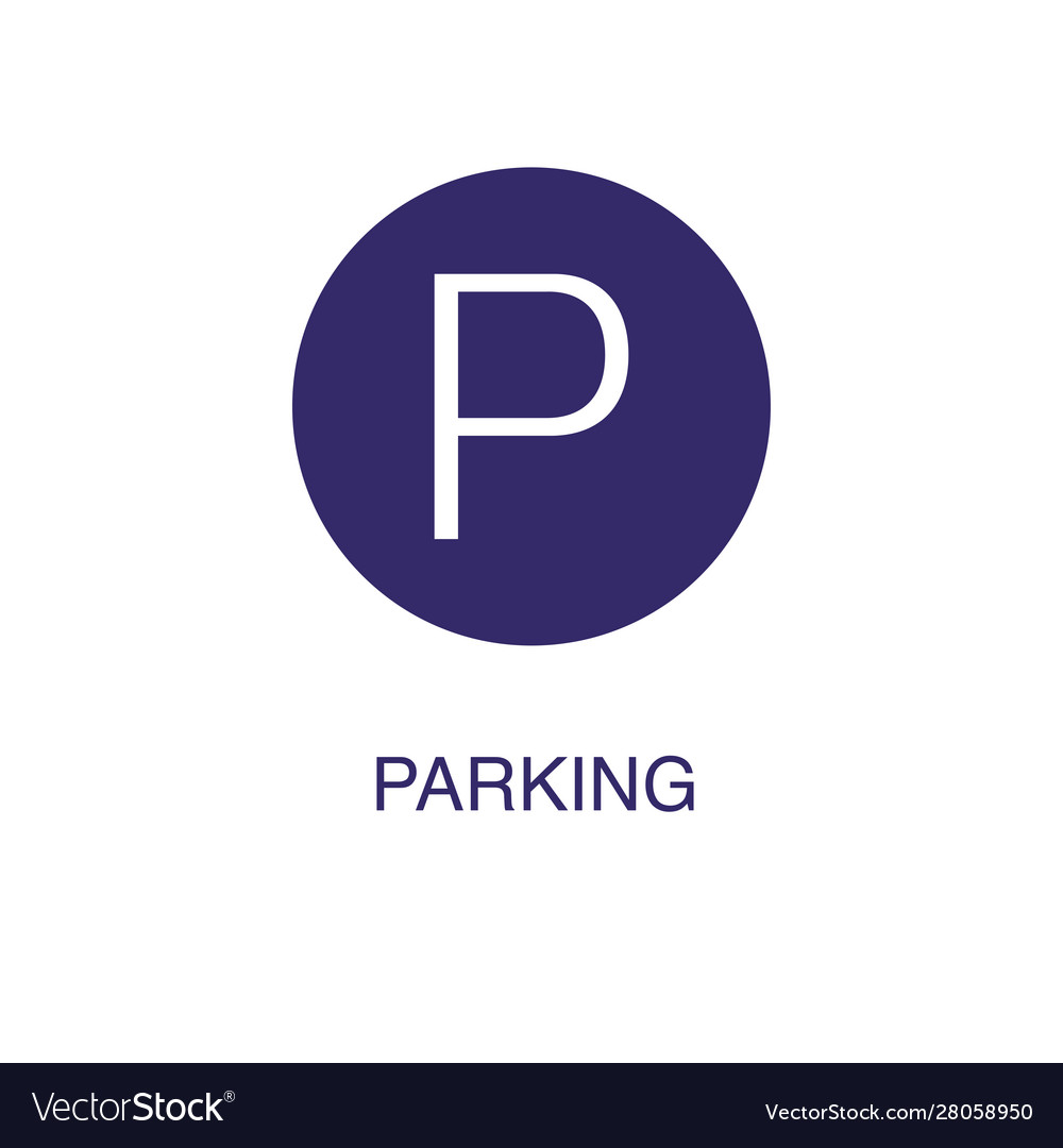 Parking element in flat simple style on white