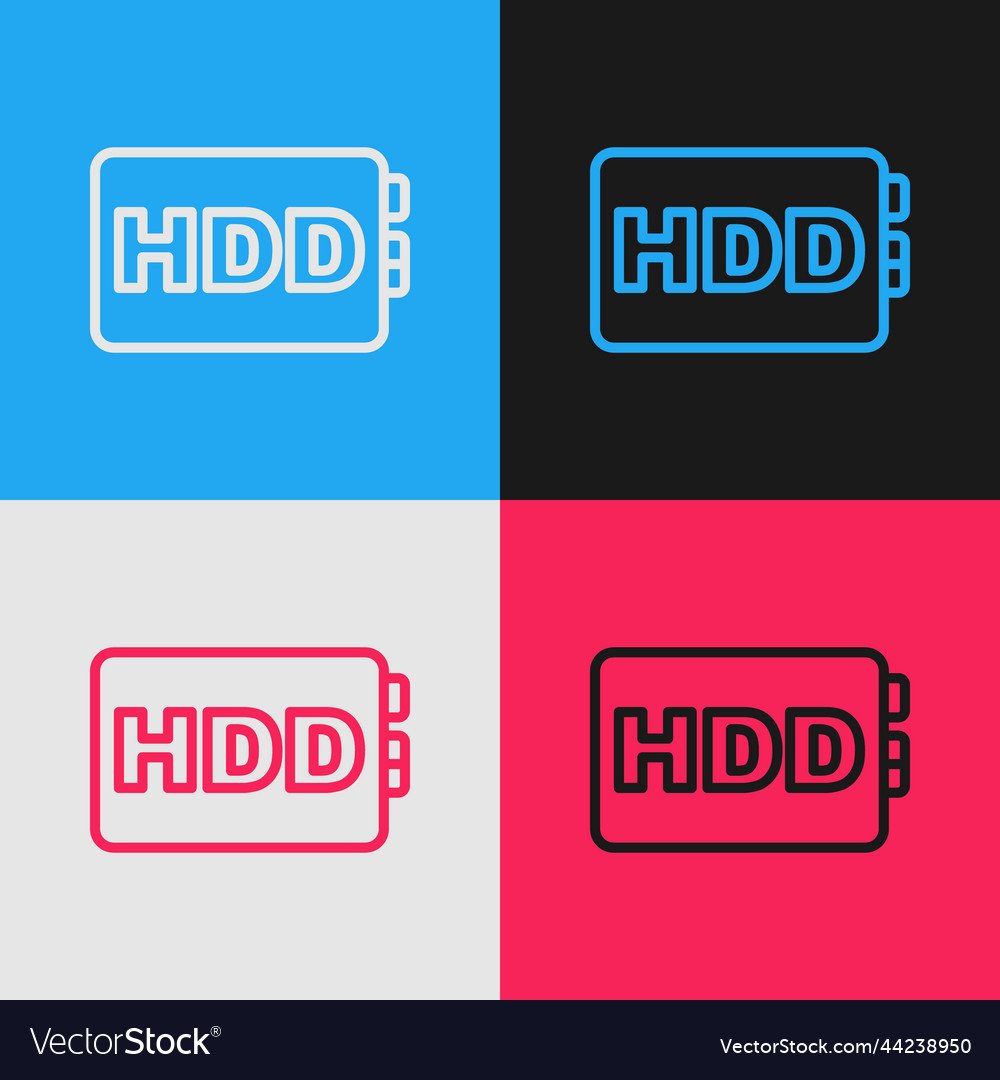 Pop art line hard disk drive hdd icon isolated vector image Pop art line hard disk drive hdd icon isolated