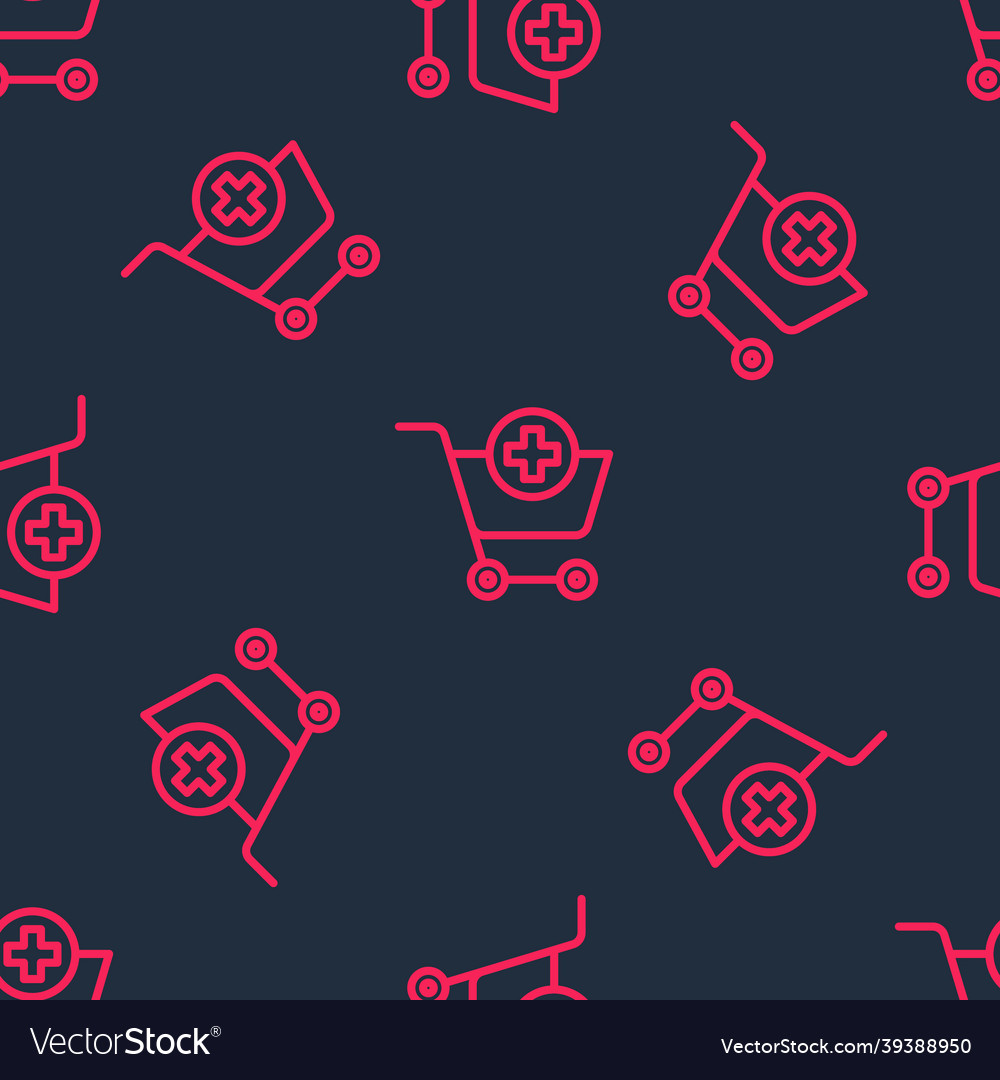 Red line add to shopping cart icon isolated Vector Image Red line add to shopping cart icon isolated
