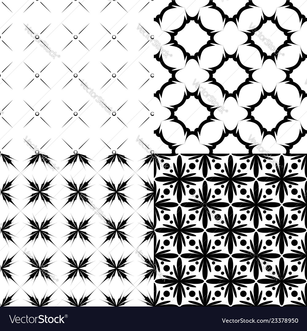 Seamless monochrome patterns set Royalty Free Vector Image