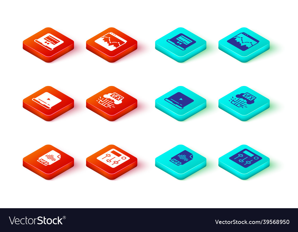 Set mp3 file document sound mixer controller vector image Set mp3 file document sound mixer controller