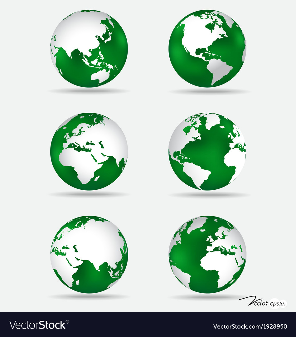 Set of modern green globes