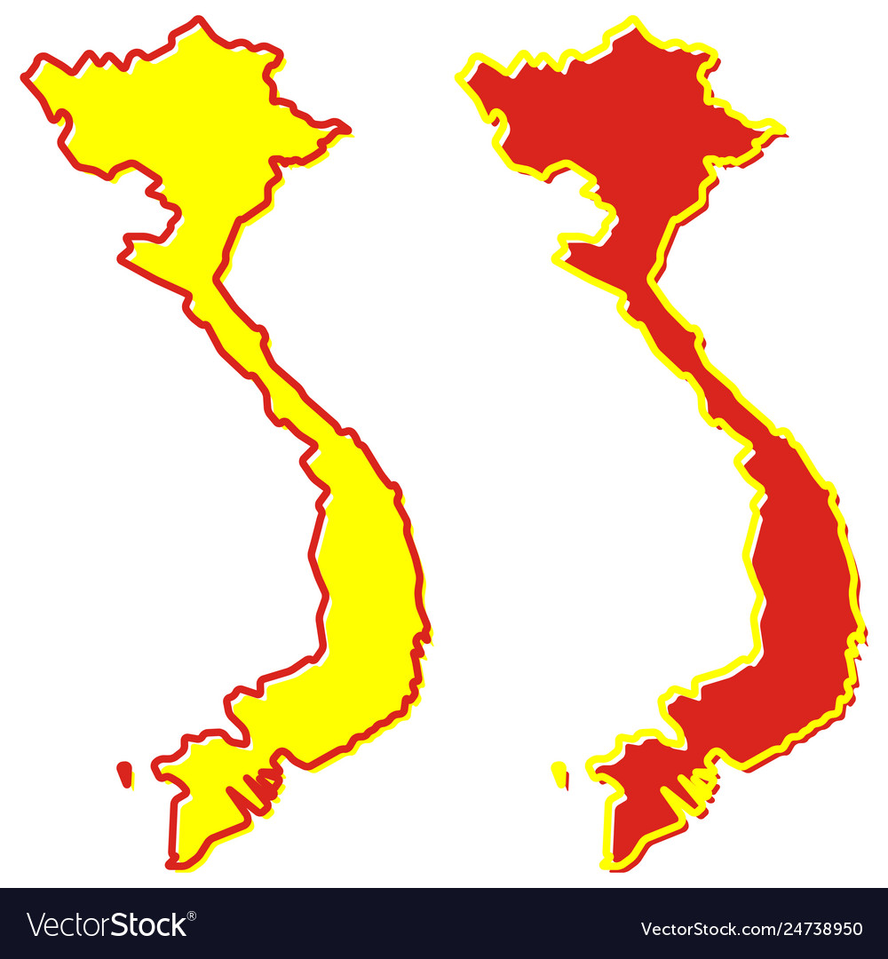 Simplified map vietnam outline fill and stroke Vector Image