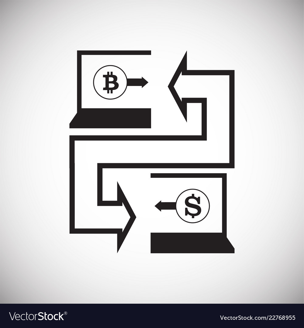 Bitcoin converting dollar on white background
