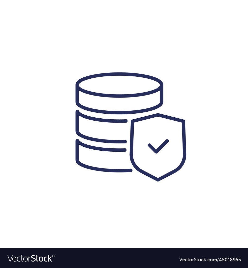 Database security line icon on white