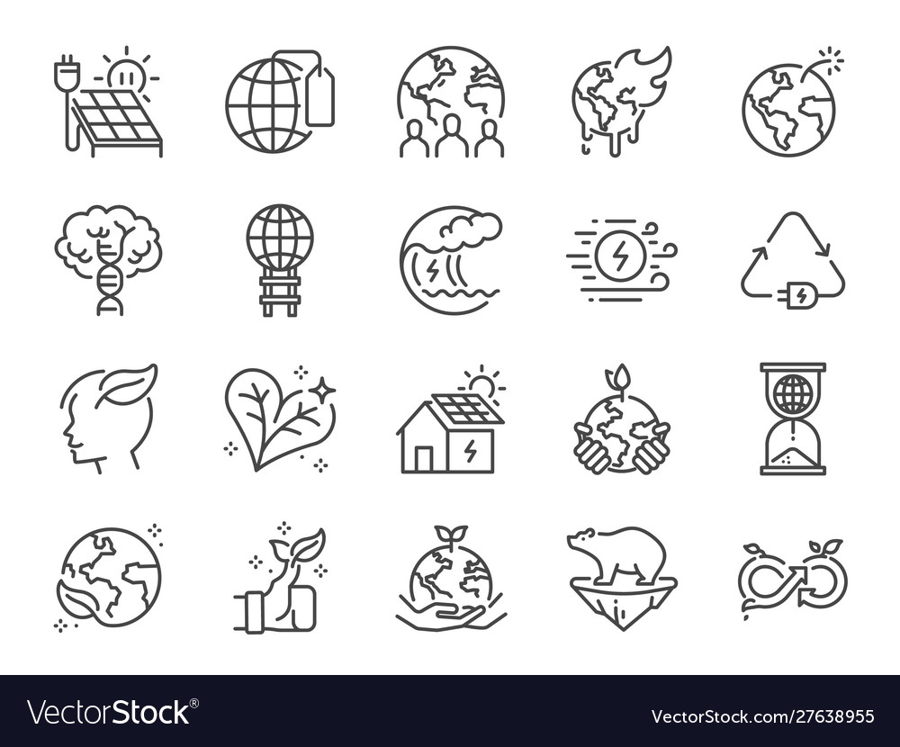 Ecology line icon set Royalty Free Vector Image