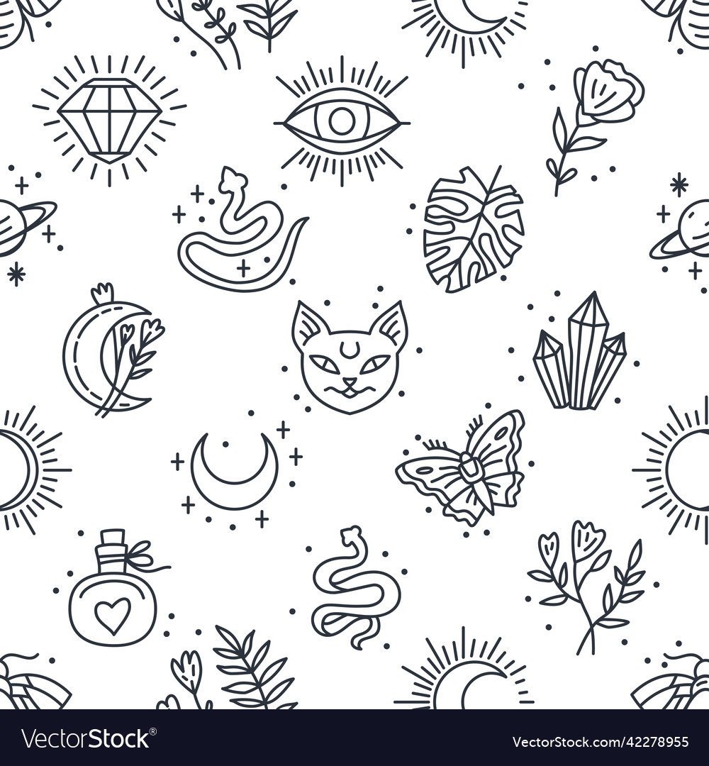 Elegant celestial seamless pattern with boho vector image Elegant celestial seamless pattern with boho