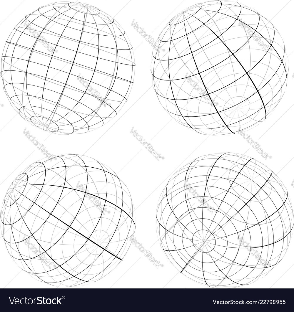 Grid wireframe spheres globes