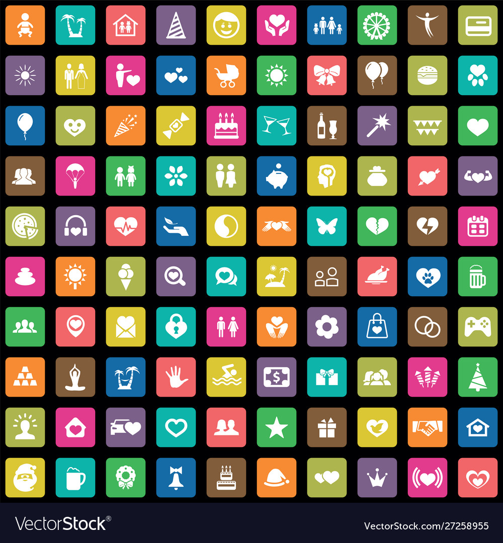 Happiness 100 icons universal set for web and ui