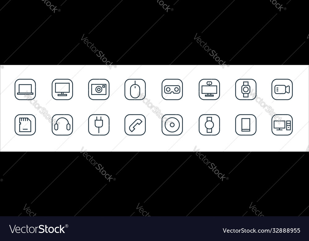 Hardware and gadgets line icons linear set