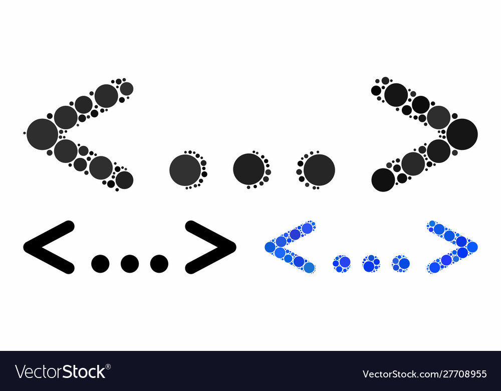 Inline code mosaic icon round dots