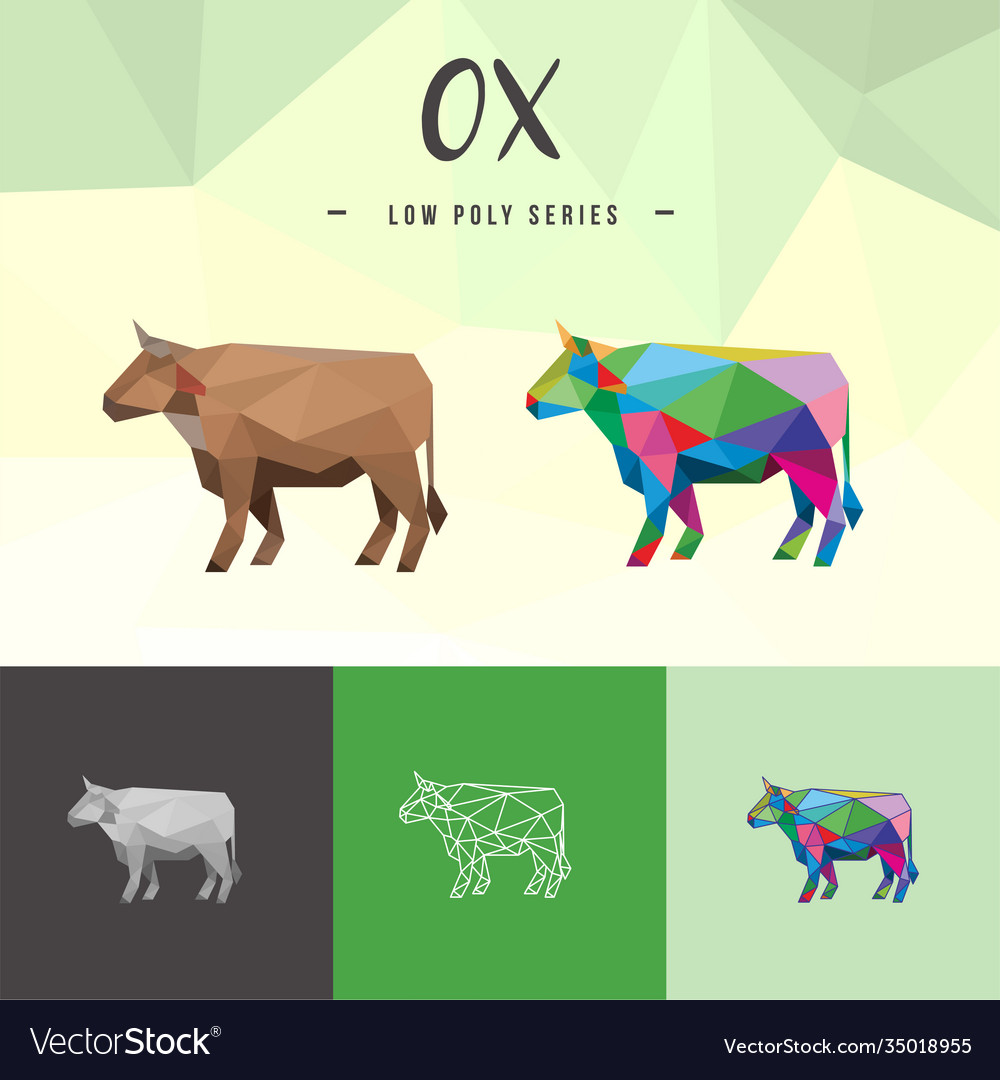 Ox buffalo chinese zodiac animals low poly pop Vector Image Ox buffalo chinese zodiac animals low poly pop