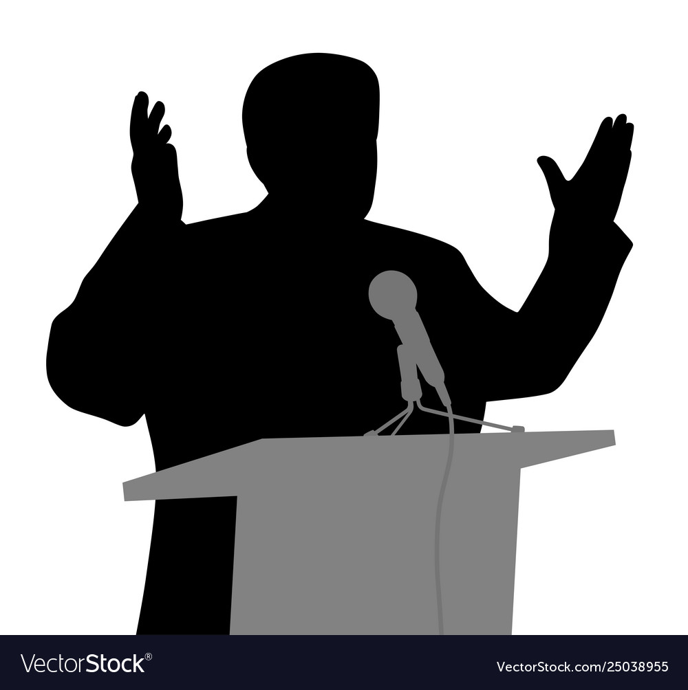 Public speaking with open hands gesture Royalty Free Vector