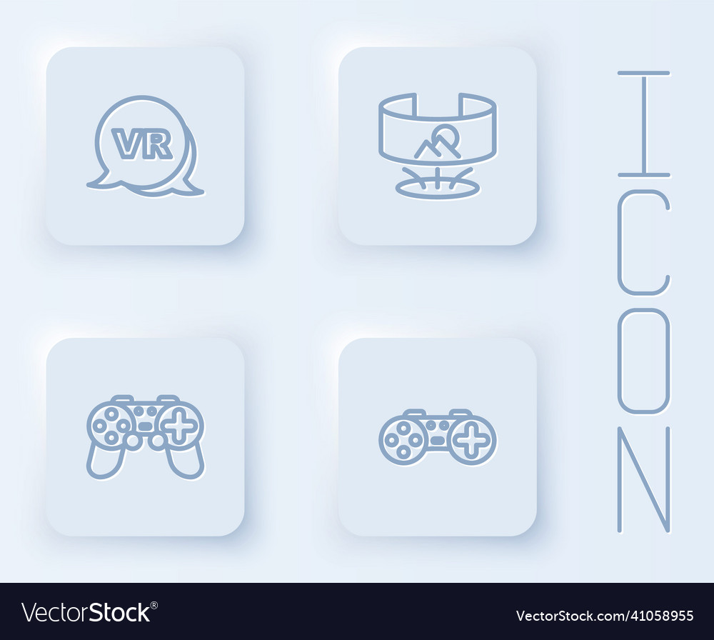 Set line virtual reality 360 degree view gamepad vector image Set line virtual reality 360 degree view gamepad