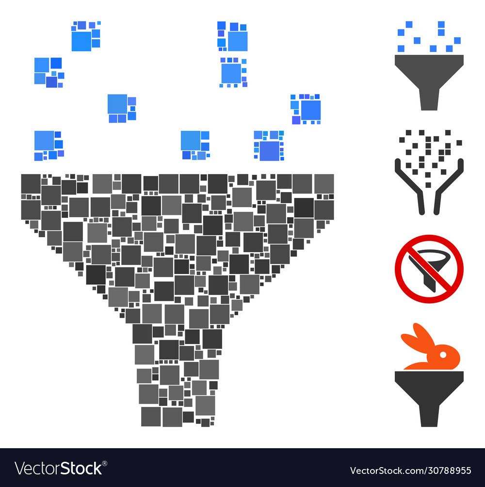 Square data filter icon mosaic vector image Square data filter icon mosaic