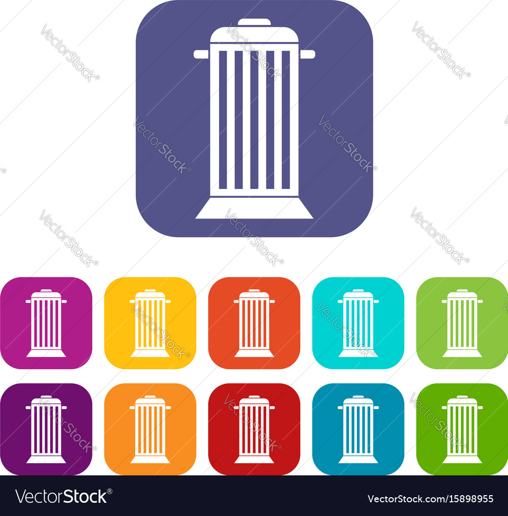 street trash icons set royalty free vector image