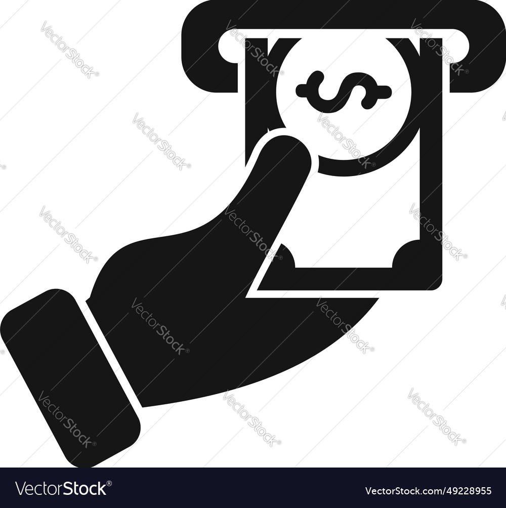 Take money cash from atm icon simple card Vector Image