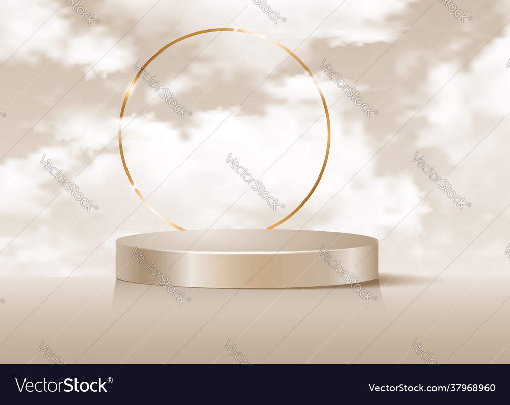 3d platform studio display gold round frame vector image 3d platform studio display gold round frame