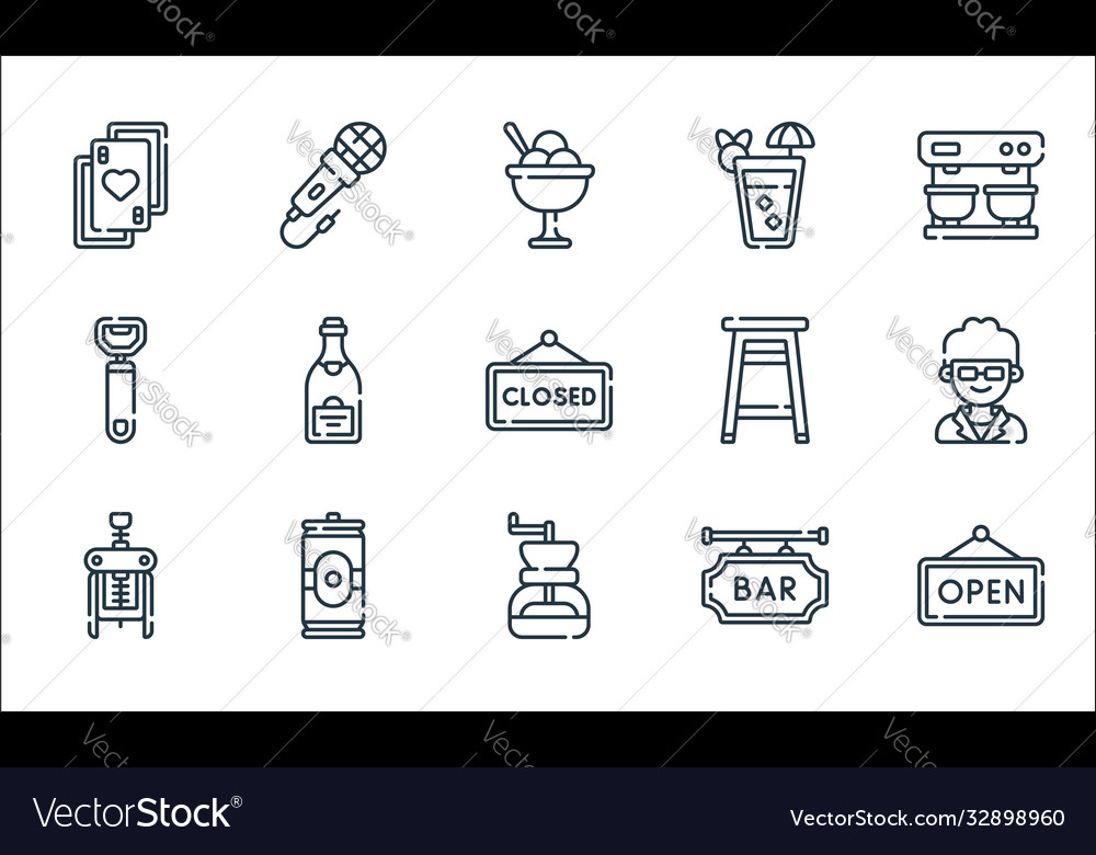 Bar line icons linear set quality vector image Bar line icons linear set quality