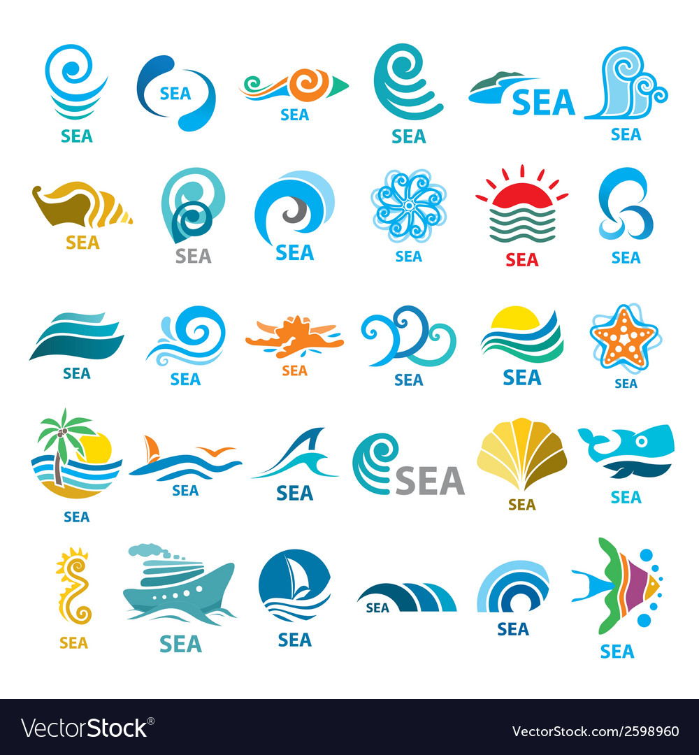 big-collection-logos-sea-royalty-free-vector-image