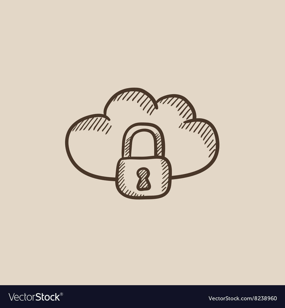 Cloud computing security sketch icon