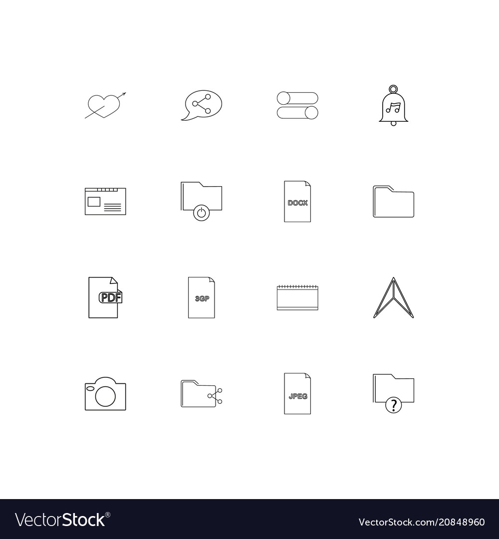 Files and folders sign linear thin icons set