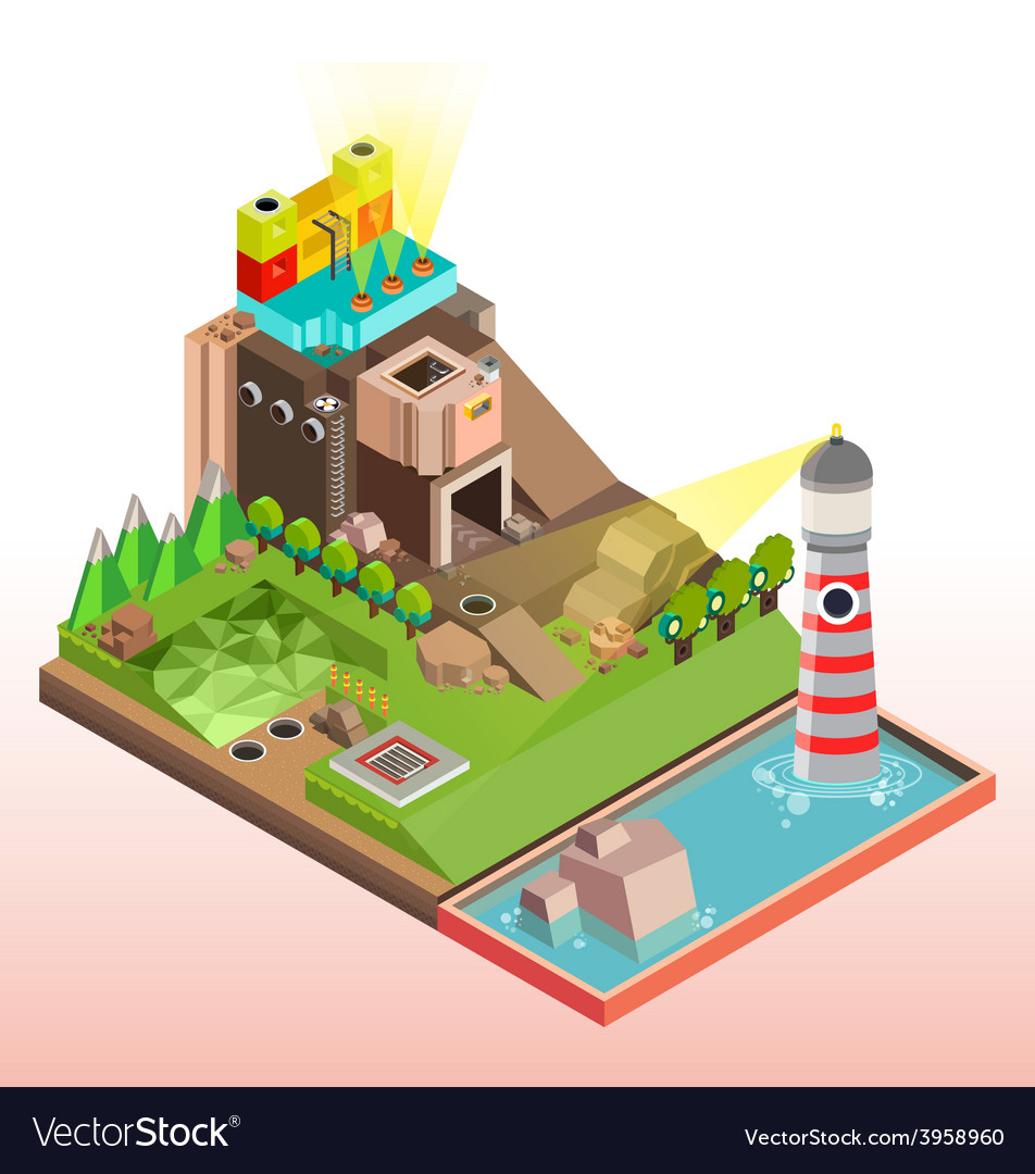 Flat 3d isometric infographics concept art