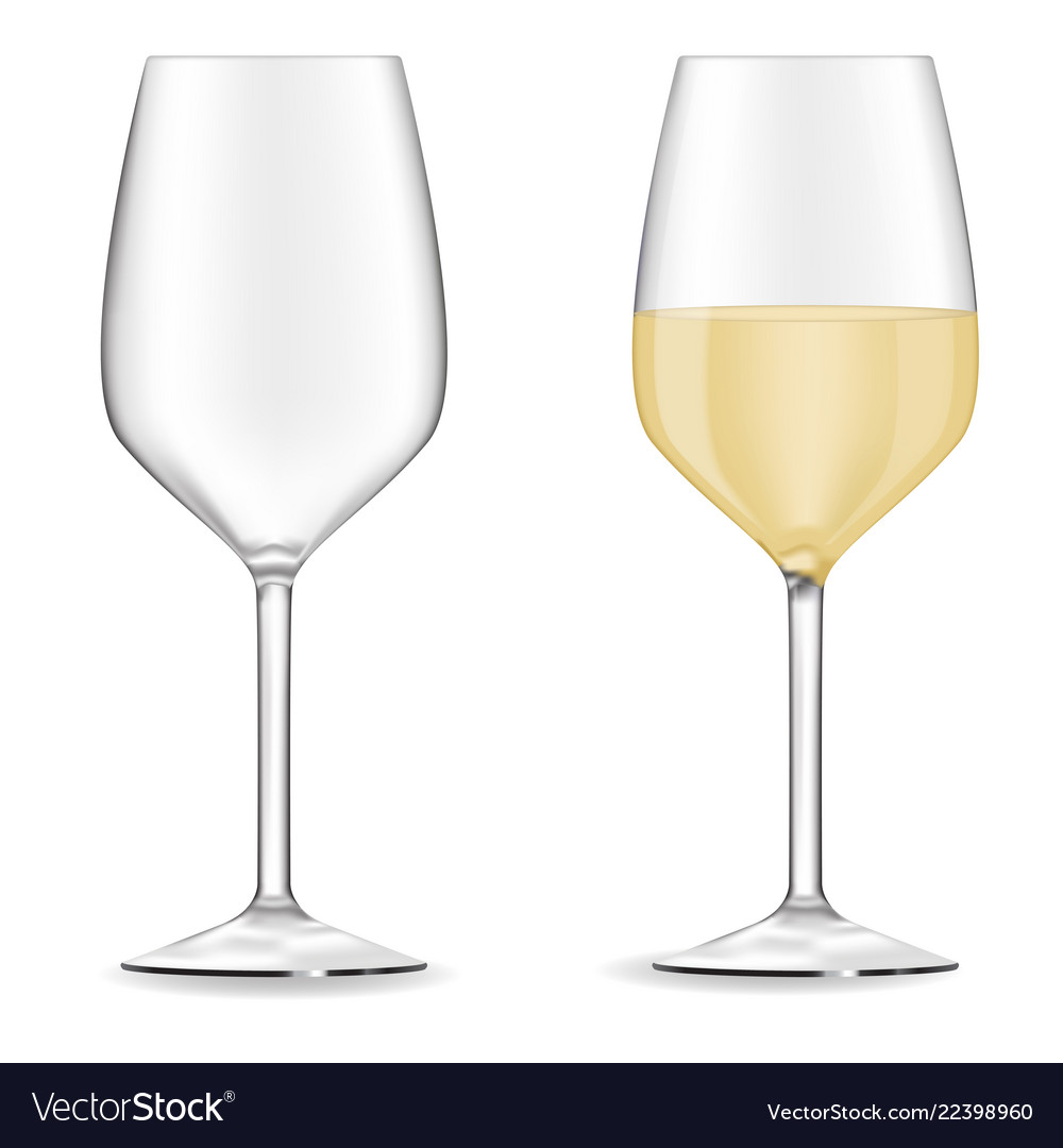 Glass of white wine full and empty Royalty Free Vector Image