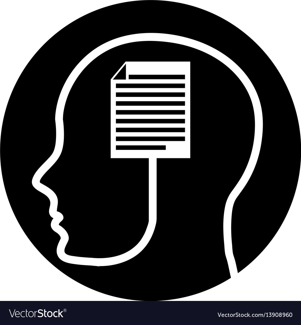 Human profile with document