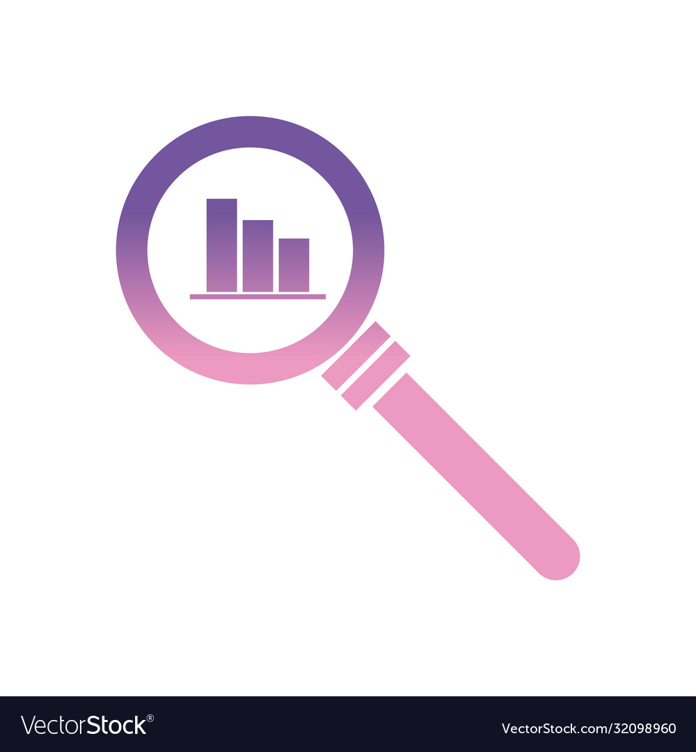 Lupe with bars chart gradient style icon