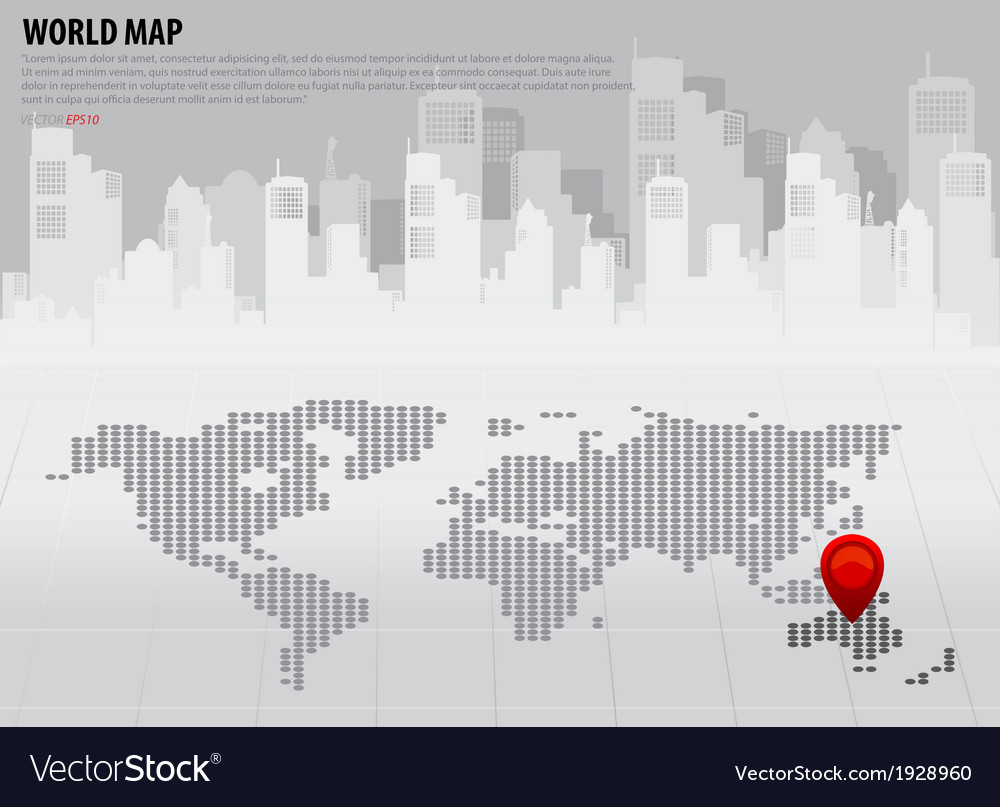 Map pointers and world with continents