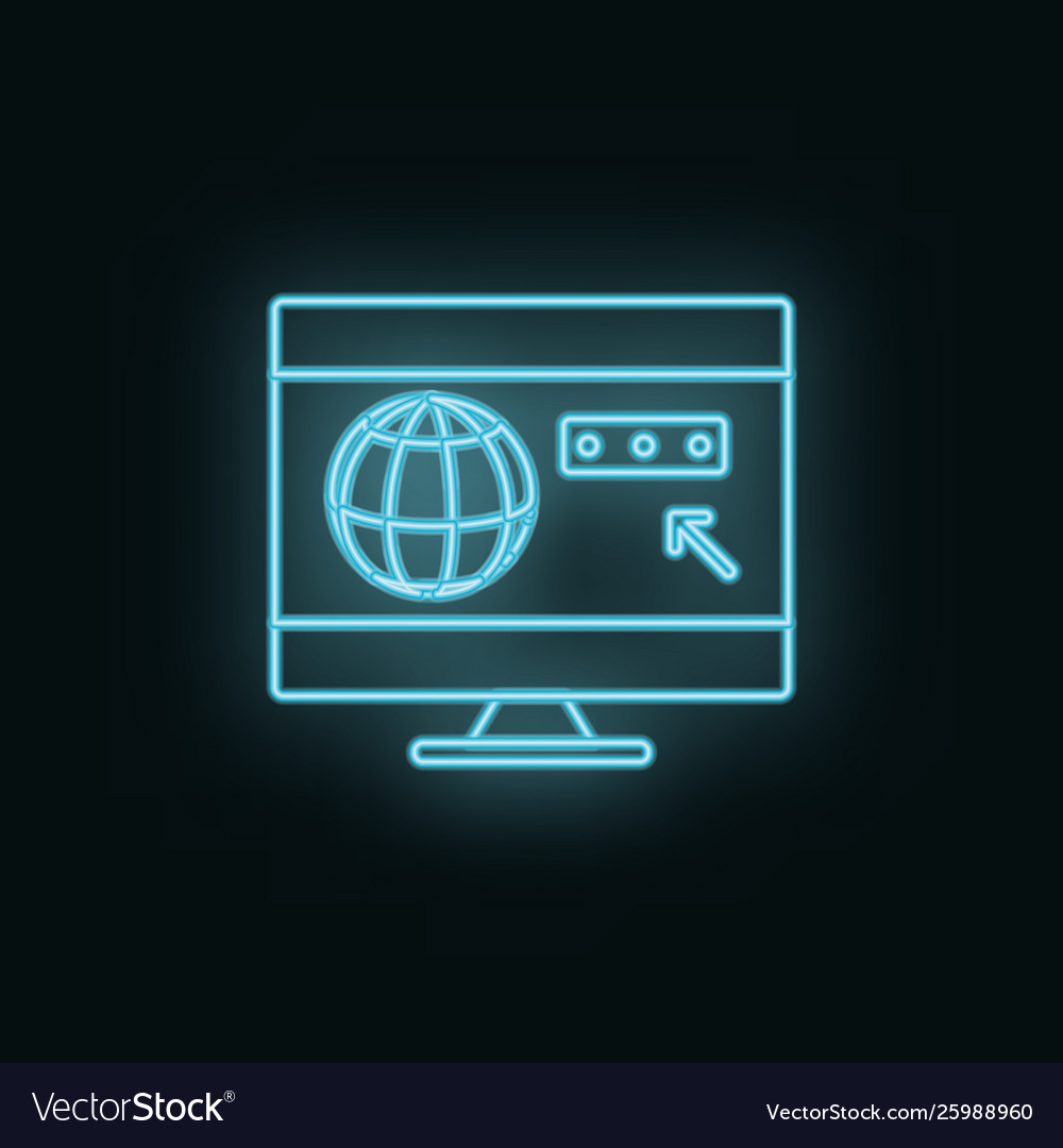 Password monitor neon icon web development vector image Password monitor neon icon web development