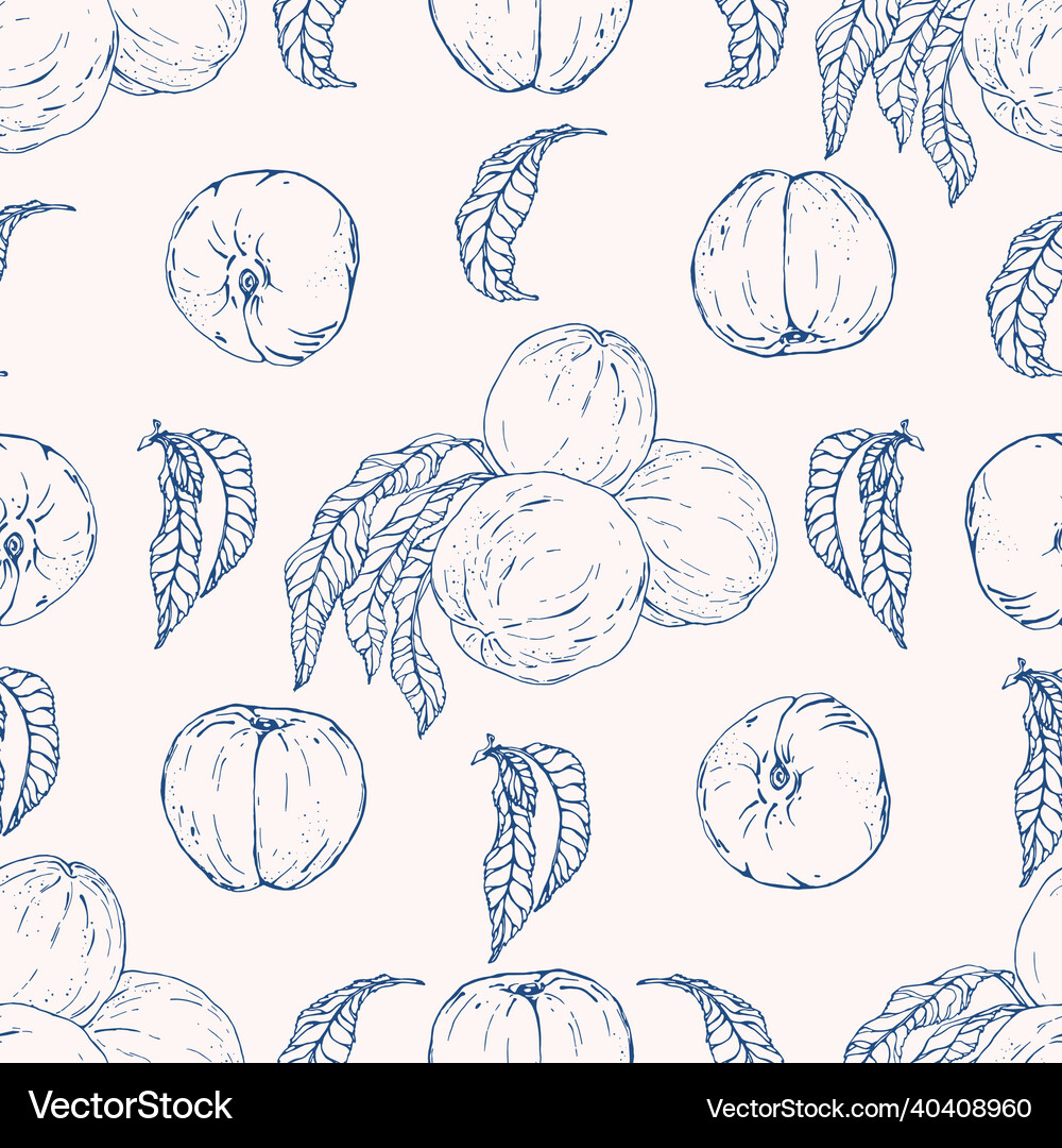 Seamless pattern with peach Royalty Free Vector Image
