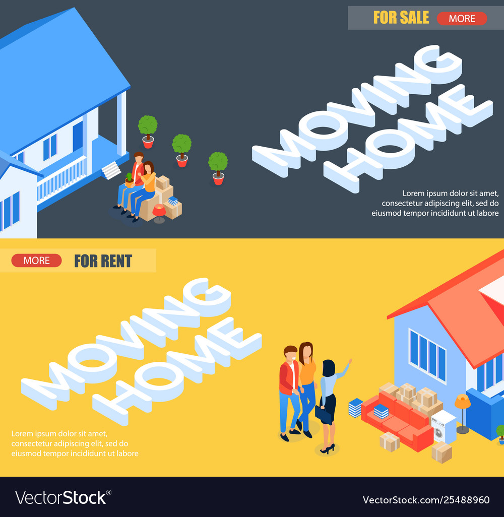Set Banner Moving Home For Rent And For Sale Vector Image