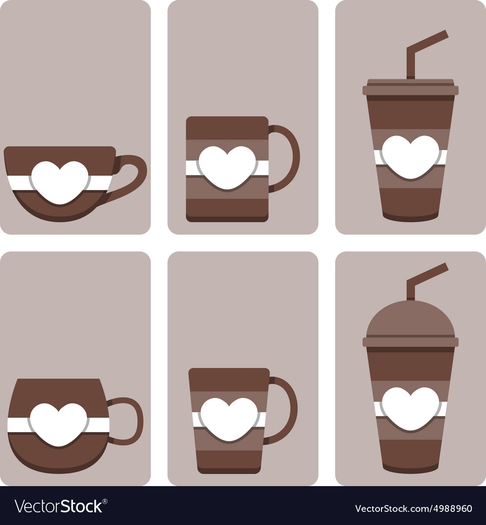 Download Set of cute coffee cup Royalty Free Vector Image