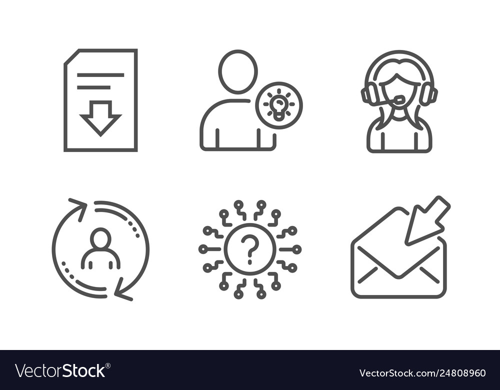 Support user idea and download file icons set vector image Support user idea and download file icons set