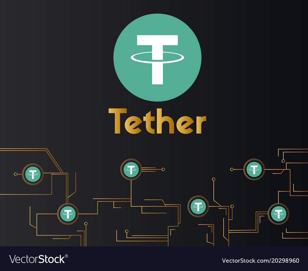 Tether cryptocurrency virtual on dark background Vector Image