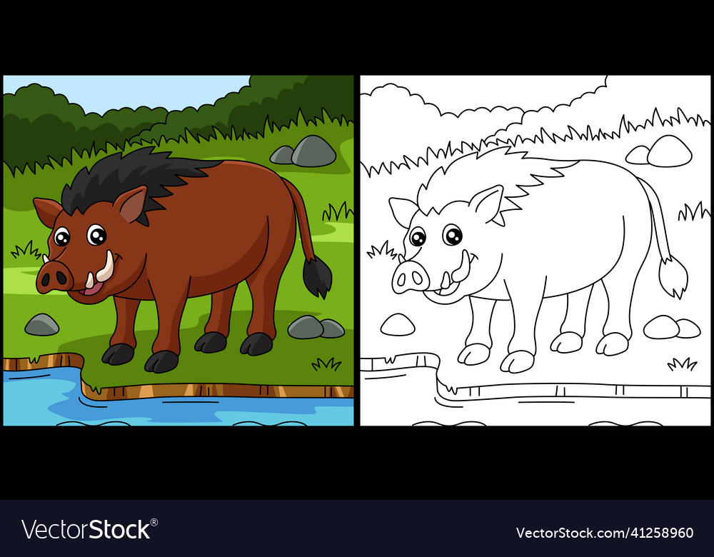 Warthog coloring page Royalty Free Vector Image