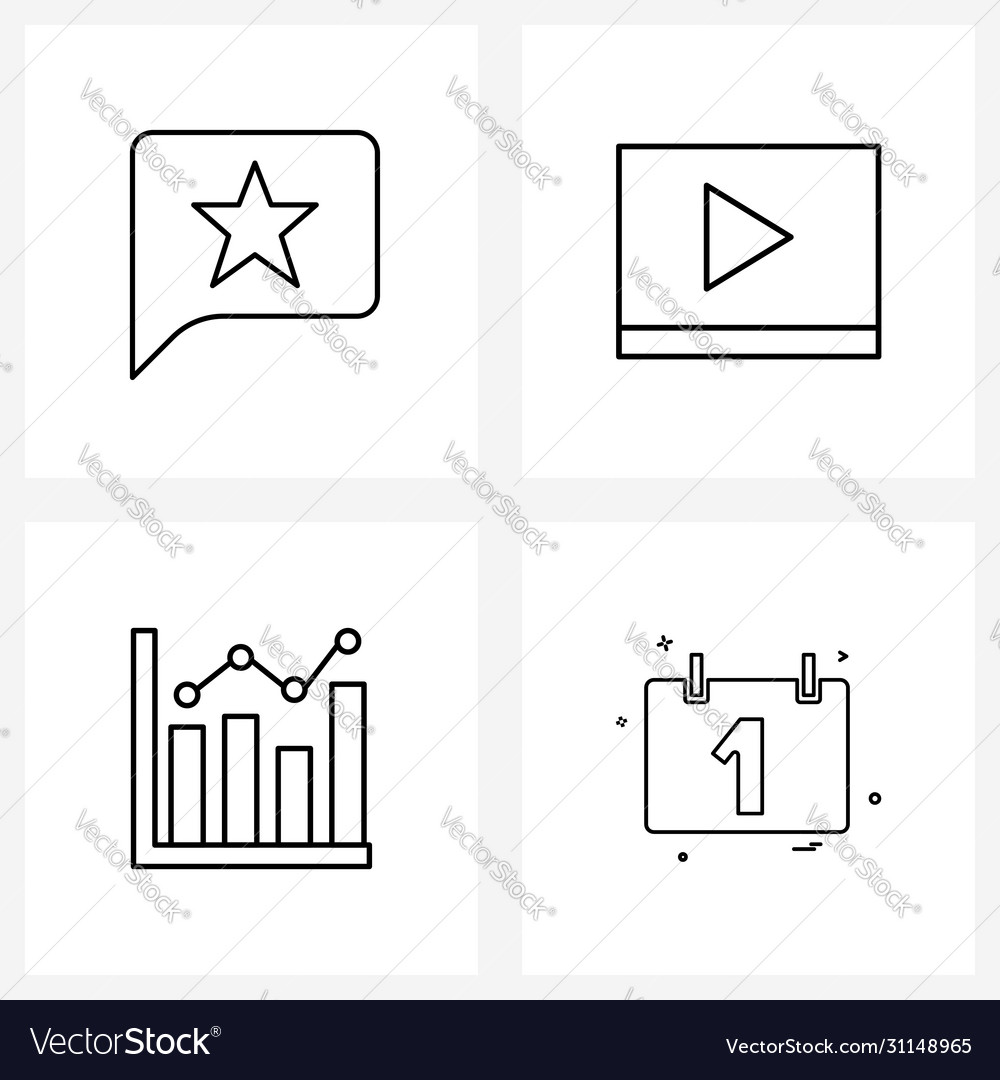 4 interface line icon set modern symbols