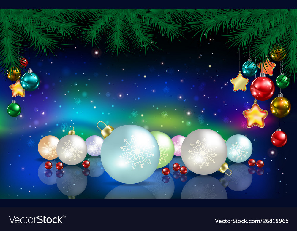 Abstract background with pine branches snowflakes